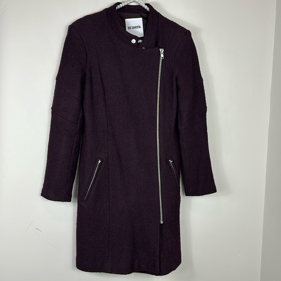 BB Dakota Purple Asymmetrical Zip Wool Jacket Small - Picture 3 of 8
